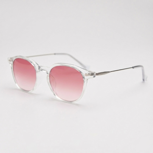 Lora Women's Clear Round Sunglasses - Pink Gradient Lenses