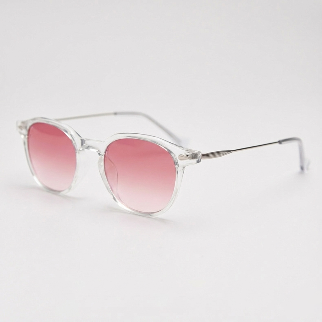 Lora Women's Clear Round Sunglasses - Pink Gradient Lenses