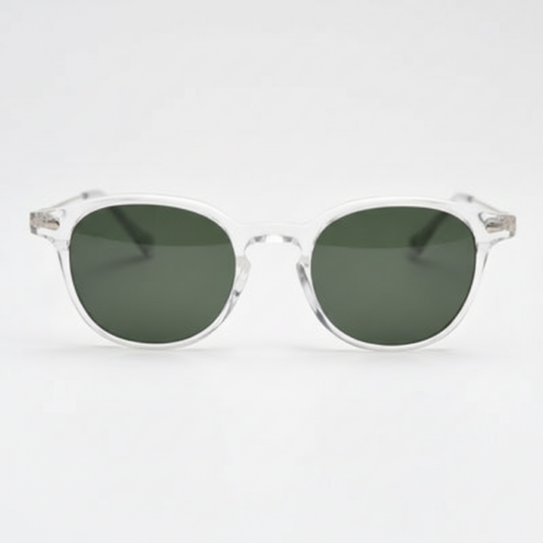 Lora Green Tinted Lens Sunglasses - Clear Round TR90 Frame