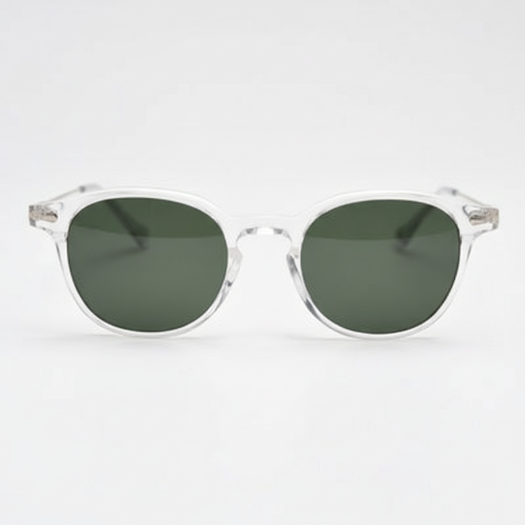 Lora Green Tinted Lens Sunglasses - Clear Round TR90 Frame