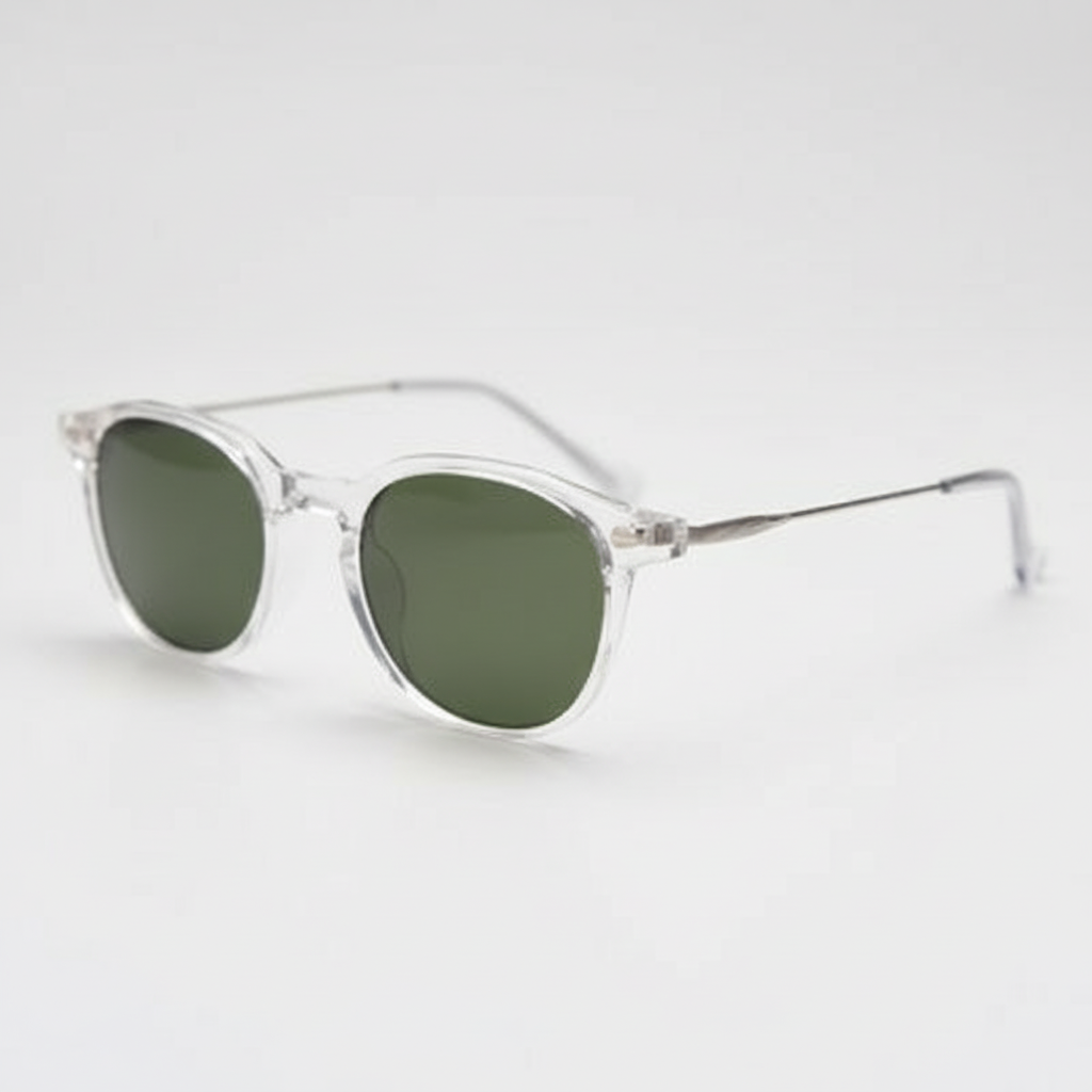 Lora Green Tinted Lens Sunglasses - Clear Round TR90 Frame