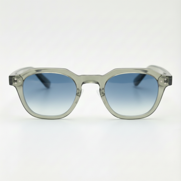 April Blue Gradient Lens Sunglasses - Transparent green Geometric TR90 Frame
