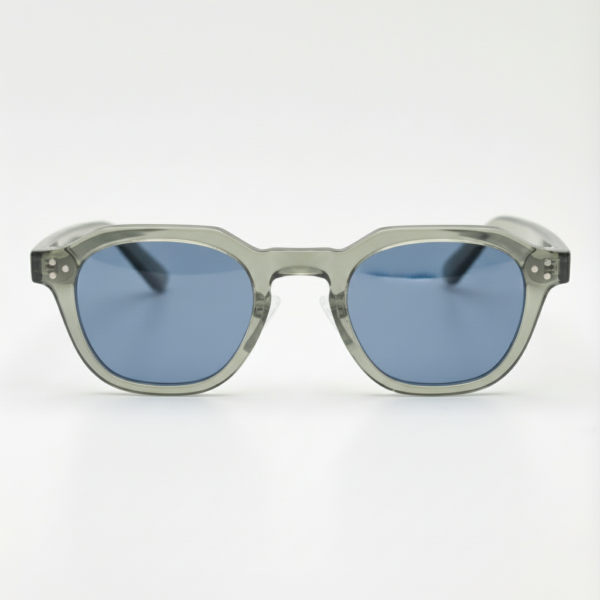 April Blue Tinted Lens Sunglasses - Transparent green Geometric TR90 Frame