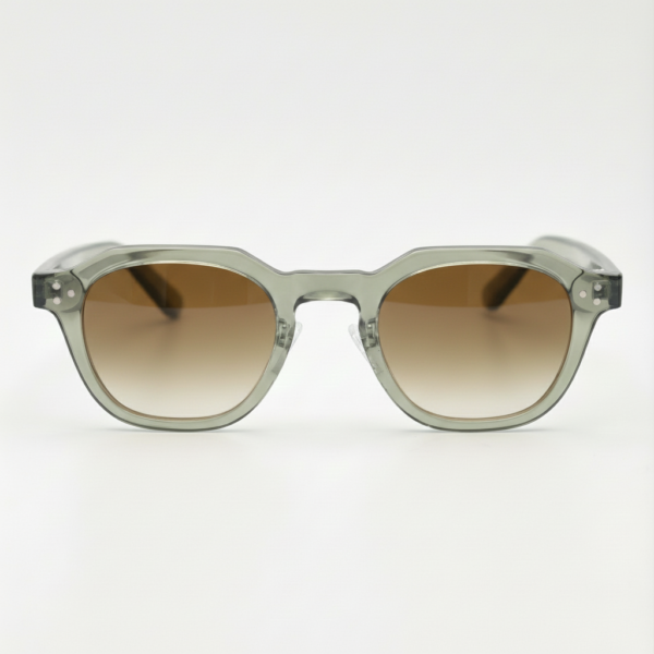 April Brown Gradient Lens Sunglasses - Transparent green Geometric TR90 Frame