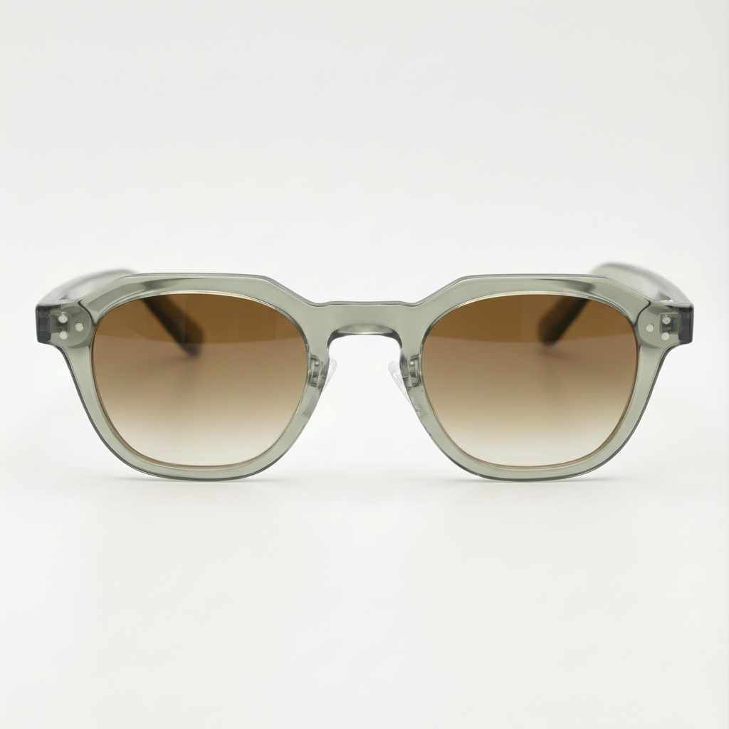 April Brown Gradient Lens Sunglasses - Transparent green Geometric TR90 Frame