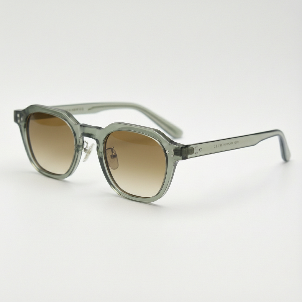 April Brown Gradient Lens Sunglasses - Transparent green Geometric TR90 Frame