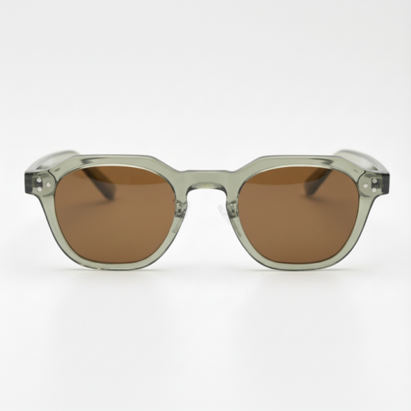 April Brown Tinted Lens Sunglasses - Transparent green Geometric TR90 Frame