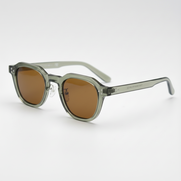 April Brown Tinted Lens Sunglasses - Transparent green Geometric TR90 Frame