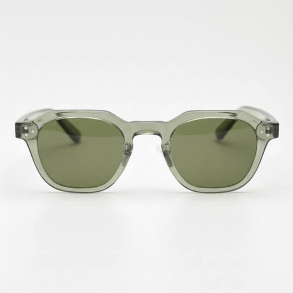 April Green Tinted Lens Sunglasses - Transparent green Geometric TR90 Frame