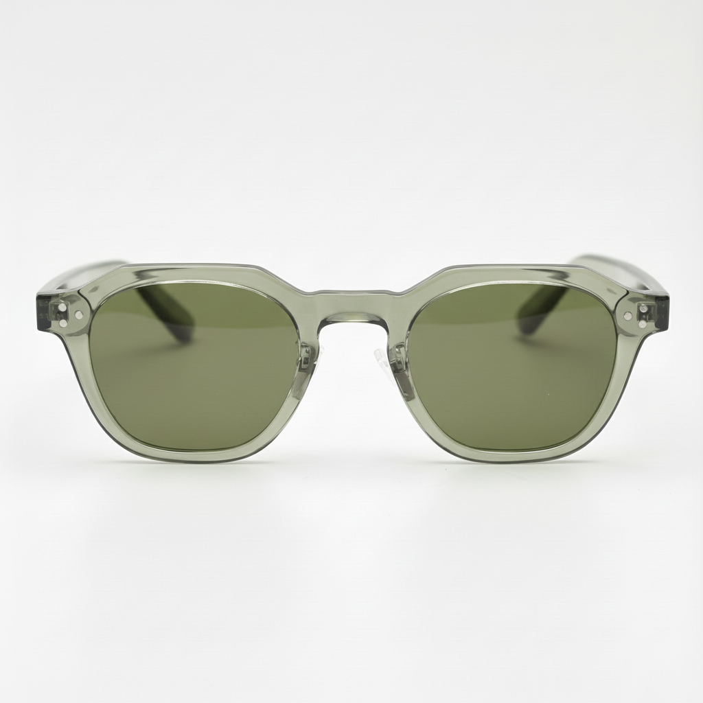 April Green Tinted Lens Sunglasses - Transparent green Geometric TR90 Frame