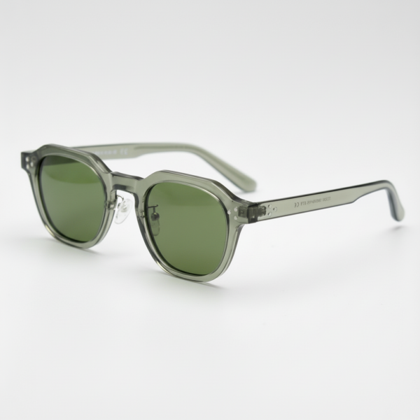 April Green Tinted Lens Sunglasses - Transparent green Geometric TR90 Frame