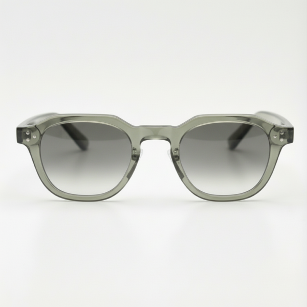 April Grey Gradient Lens Sunglasses - Transparent green Geometric TR90 Frame