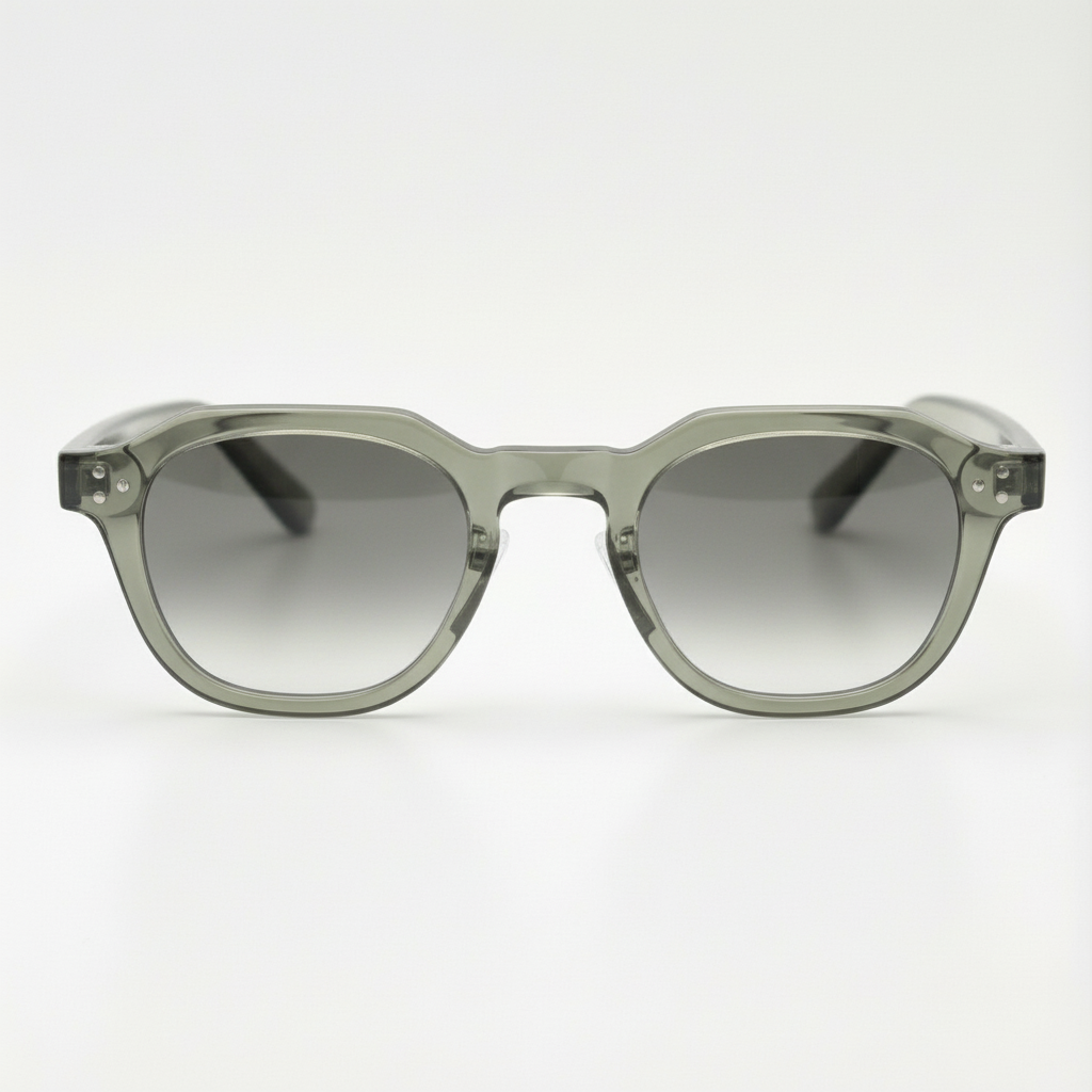 April Grey Gradient Lens Sunglasses - Transparent green Geometric TR90 Frame