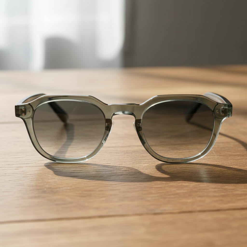 April Grey Gradient Lens Sunglasses - Transparent green Geometric TR90 Frame