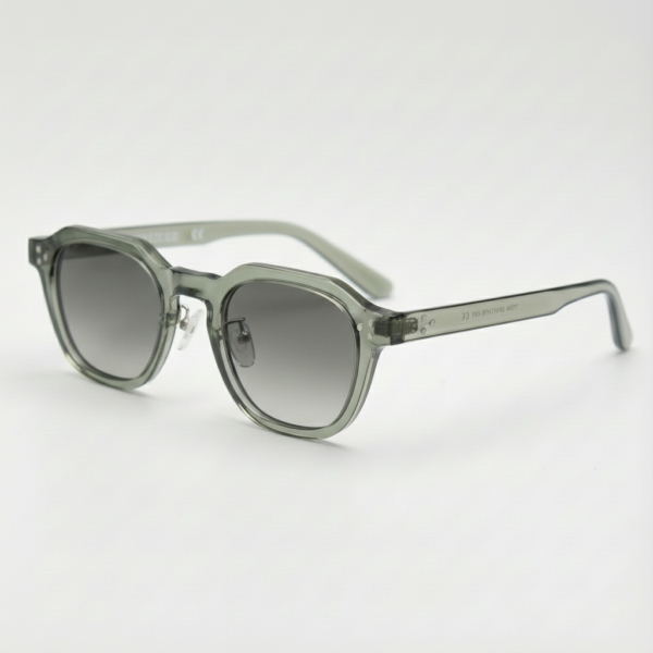 April Grey Gradient Lens Sunglasses - Transparent green Geometric TR90 Frame
