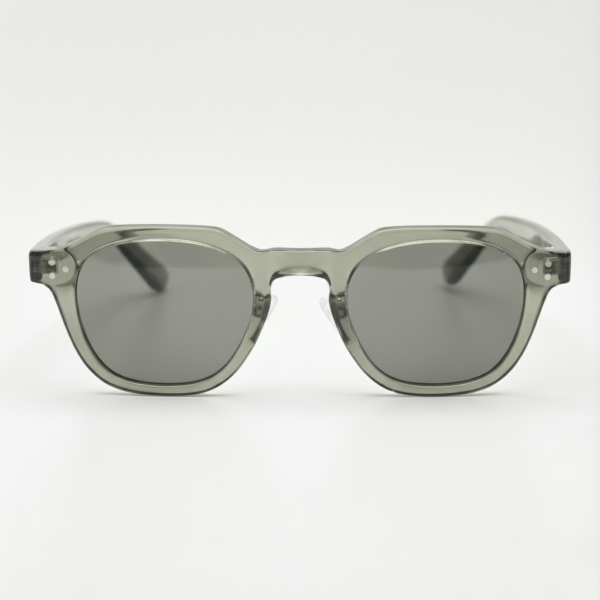 April Grey Tinted Lens Sunglasses - Transparent green Geometric TR90 Frame