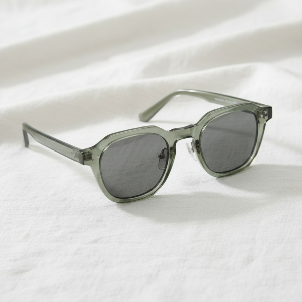 April Grey Tinted Lens Sunglasses - Transparent green Geometric TR90 Frame