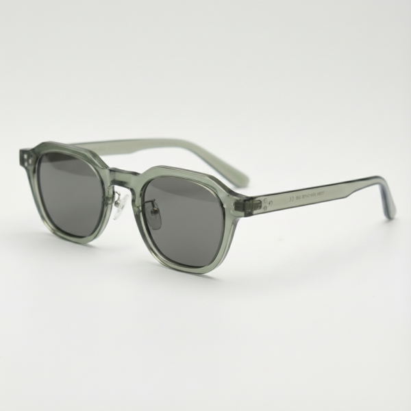 April Grey Tinted Lens Sunglasses - Transparent green Geometric TR90 Frame
