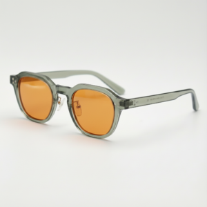 April Orange Tinted Lens Sunglasses - Transparent green Geometric TR90 Frame