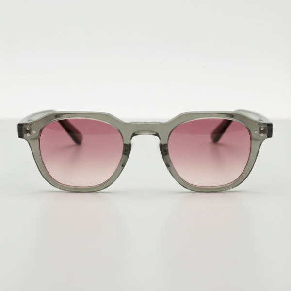 April Pink Gradient Lens Sunglasses - Transparent green Geometric TR90 Frame
