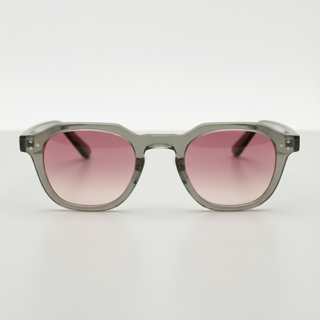 April Pink Gradient Lens Sunglasses - Transparent green Geometric TR90 Frame