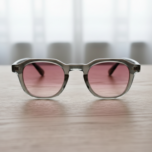 April Pink Gradient Lens Sunglasses - Transparent green Geometric TR90 Frame