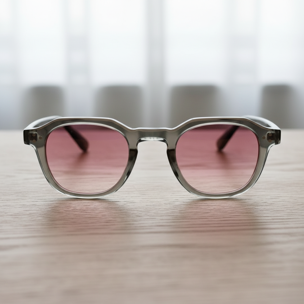 April Pink Gradient Lens Sunglasses - Transparent green Geometric TR90 Frame