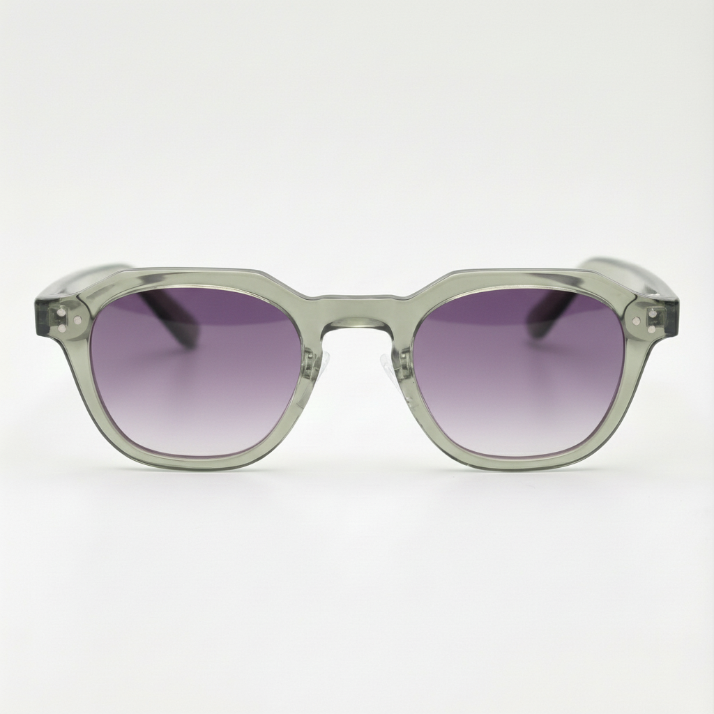 April Purple Gradient Lens Sunglasses - Transparent green Geometric TR90 Frame