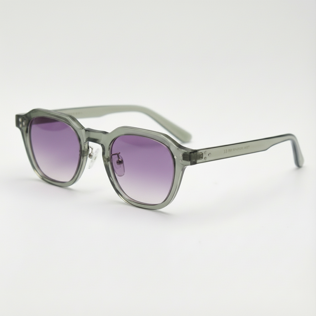 April Purple Gradient Lens Sunglasses - Transparent green Geometric TR90 Frame