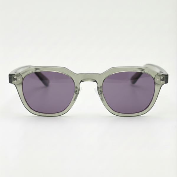 April Purple Tinted Lens Sunglasses - Transparent green Geometric TR90 Frame