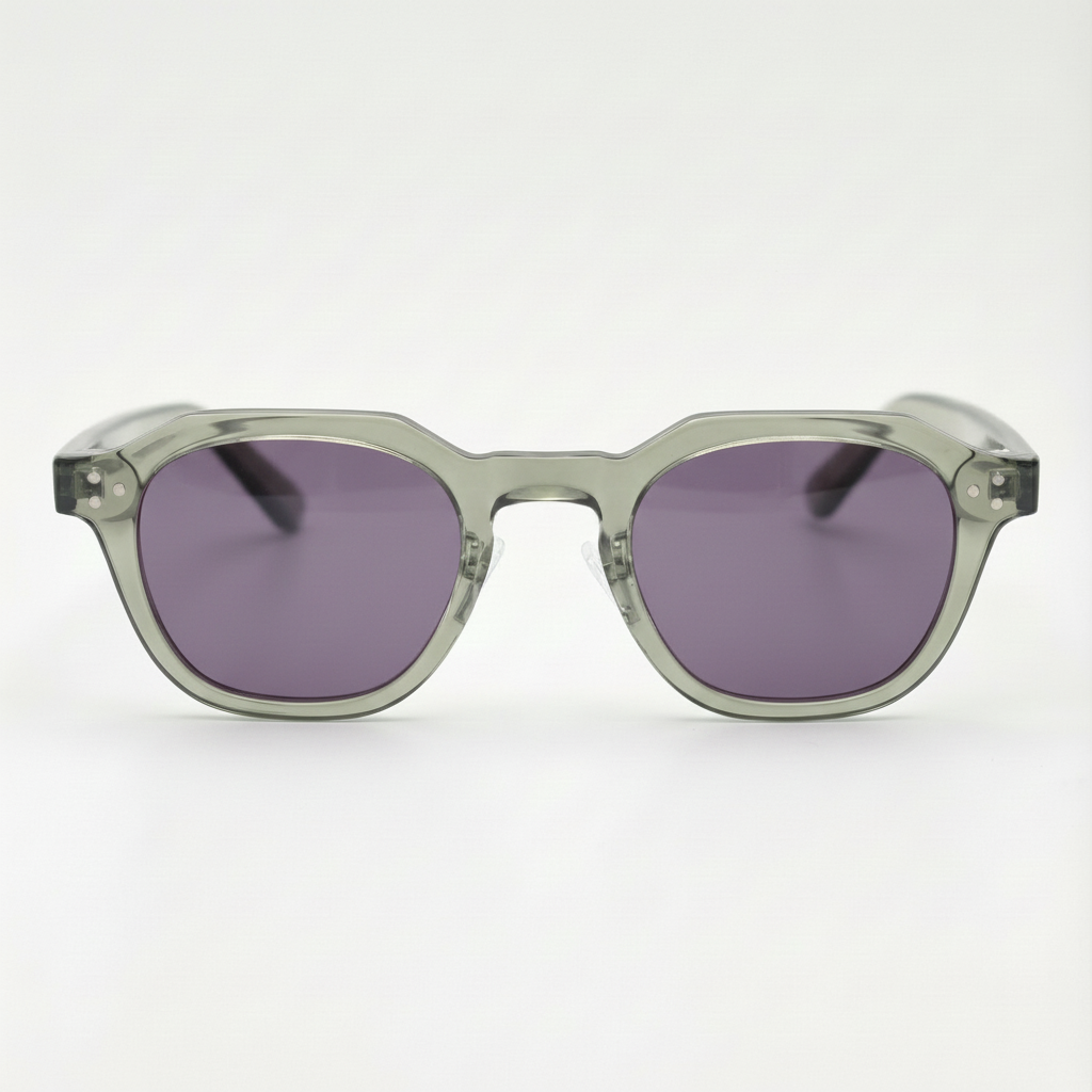 April Purple Tinted Lens Sunglasses - Transparent green Geometric TR90 Frame
