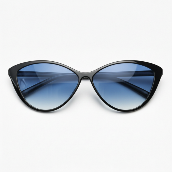Carol Blue Gradient Lens Sunglasses - Glossy black Cat-eye TR90 Frame
