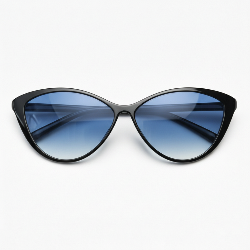 Carol Blue Gradient Lens Sunglasses - Glossy black Cat-eye TR90 Frame