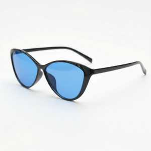 Carol Blue Tinted Lens Sunglasses - Glossy black Cat-eye TR90 Frame