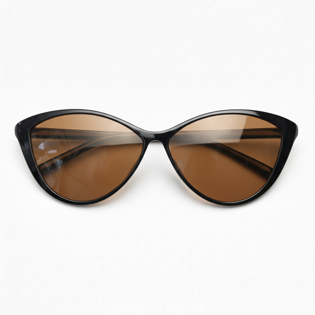 Carol Brown Tinted Lens Sunglasses - Glossy black Cat-eye TR90 Frame