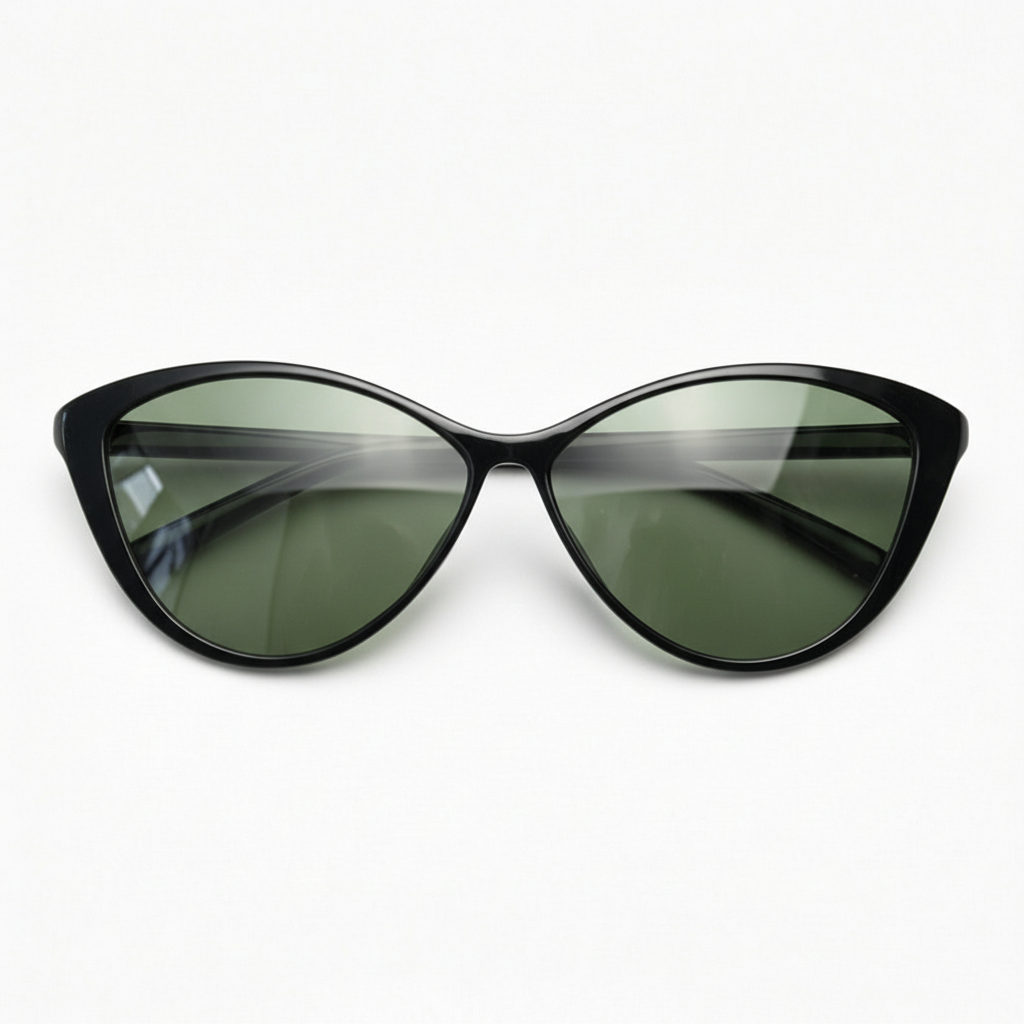 Carol Green Tinted Lens Sunglasses - Glossy black Cat-eye TR90 Frame
