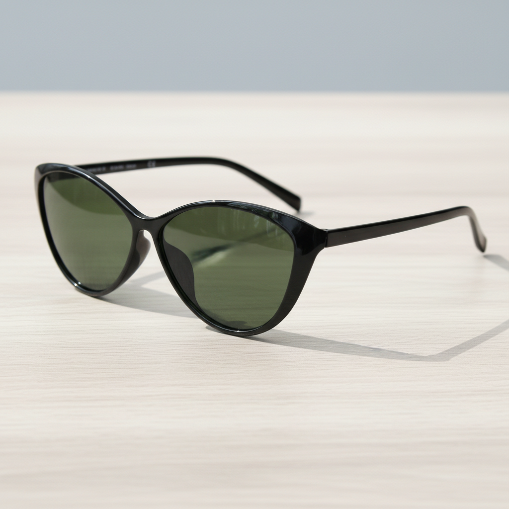 Carol Green Tinted Lens Sunglasses - Glossy black Cat-eye TR90 Frame