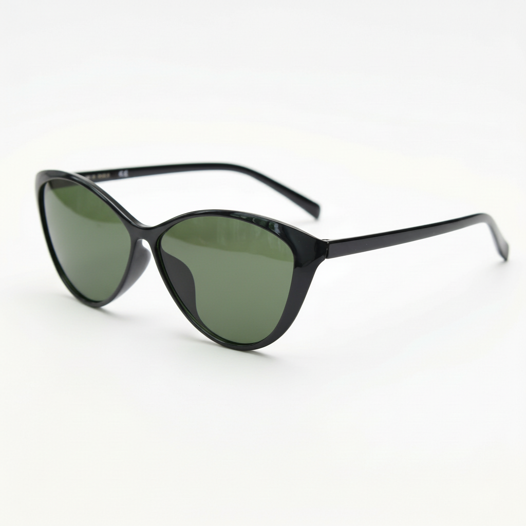 Carol Green Tinted Lens Sunglasses - Glossy black Cat-eye TR90 Frame