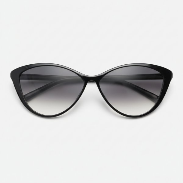 Carol Grey Gradient Lens Sunglasses - Glossy black Cat-eye TR90 Frame