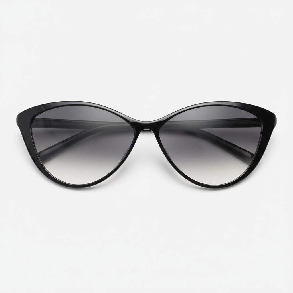 Carol Grey Gradient Lens Sunglasses - Glossy black Cat-eye TR90 Frame