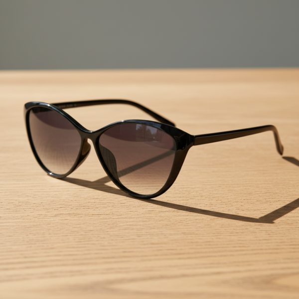 Carol Grey Gradient Lens Sunglasses - Glossy black Cat-eye TR90 Frame