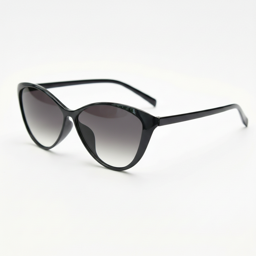 Carol Grey Gradient Lens Sunglasses - Glossy black Cat-eye TR90 Frame