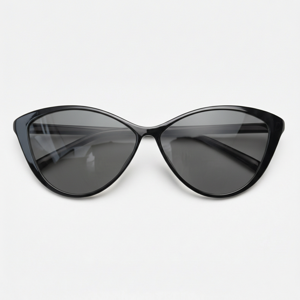 Carol Grey Tinted Lens Sunglasses - Glossy black Cat-eye TR90 Frame