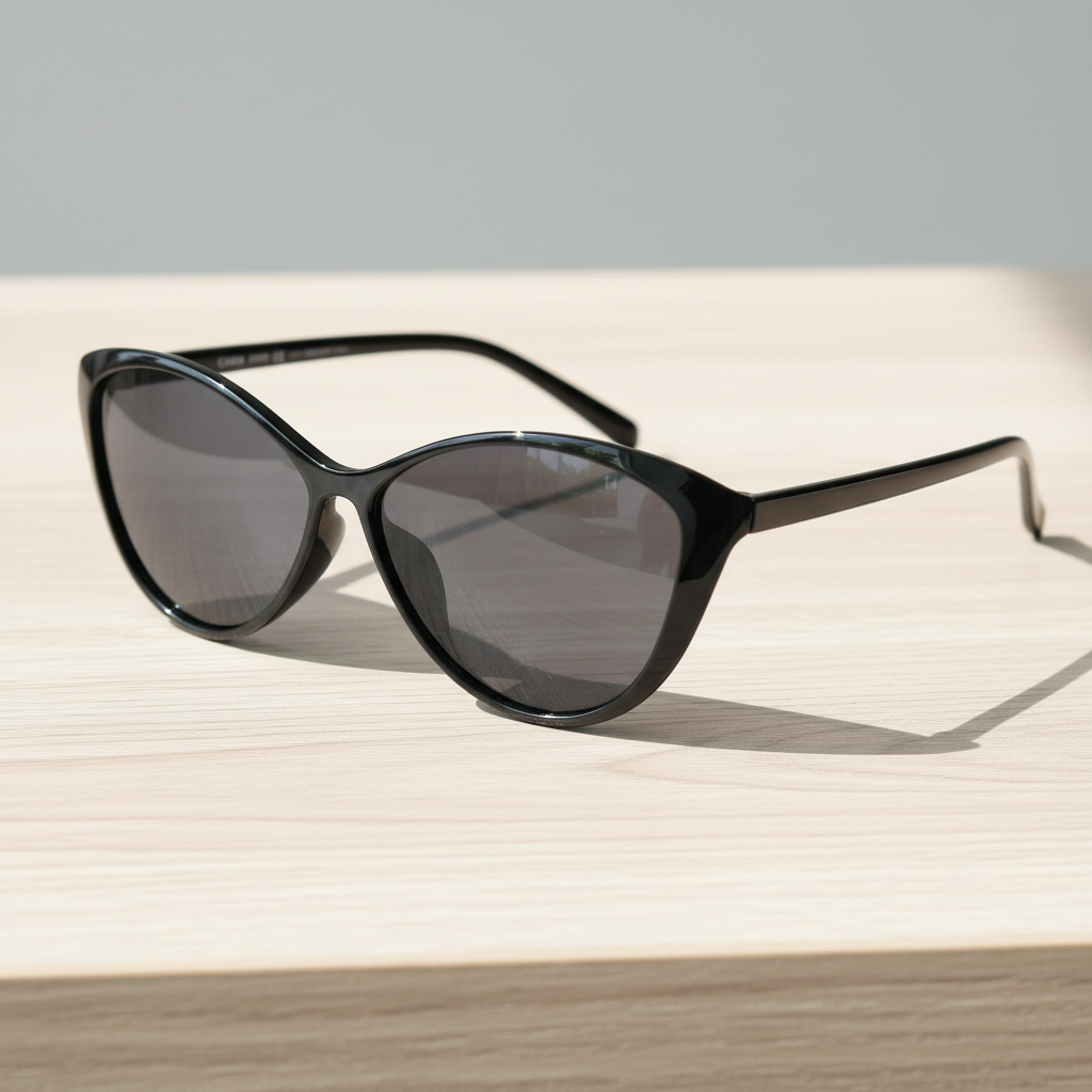 Carol Grey Tinted Lens Sunglasses - Glossy black Cat-eye TR90 Frame