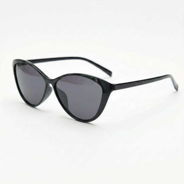 Carol Grey Tinted Lens Sunglasses - Glossy black Cat-eye TR90 Frame