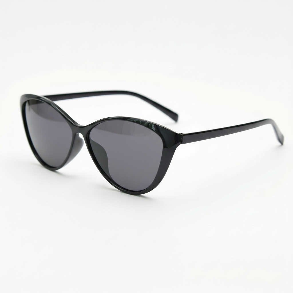 Carol Grey Tinted Lens Sunglasses - Glossy black Cat-eye TR90 Frame