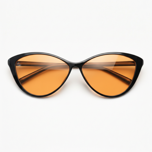 Carol Orange Tinted Lens Sunglasses - Glossy black Cat-eye TR90 Frame