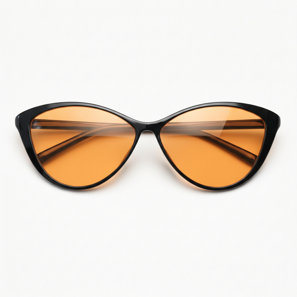 Carol Orange Tinted Lens Sunglasses - Glossy black Cat-eye TR90 Frame