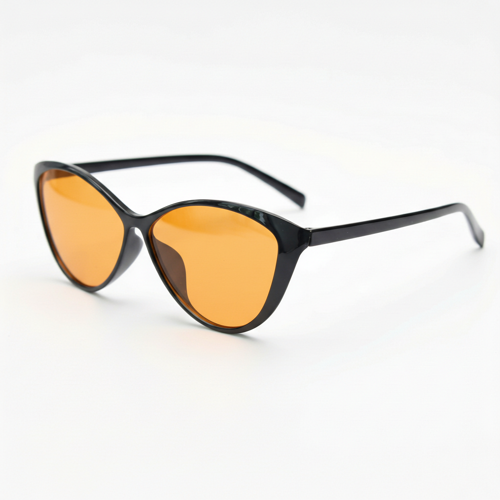 Carol Orange Tinted Lens Sunglasses - Glossy black Cat-eye TR90 Frame