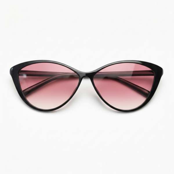 Carol Pink Gradient Lens Sunglasses - Glossy black Cat-eye TR90 Frame
